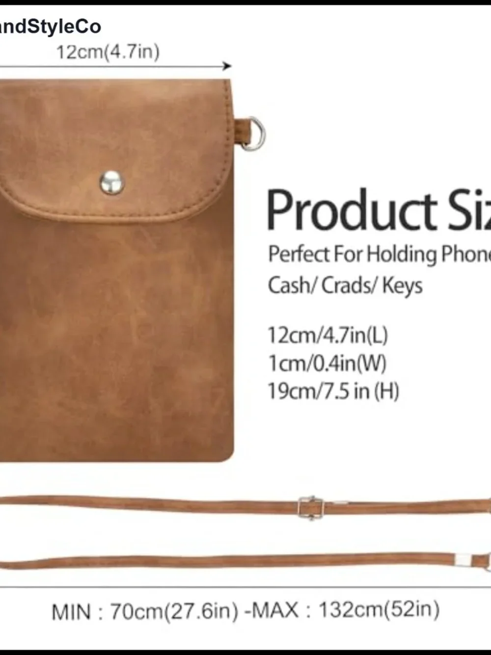 Small Leather Crossbody Phone Purse with Adjustable Strap - Women's Handbag